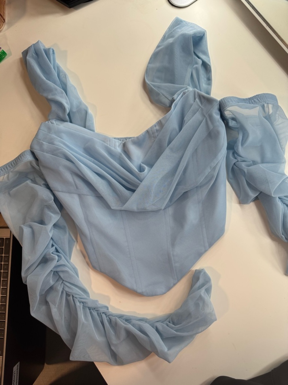 Oh Polly Off-Shoulder Chiffon Corset Top - Picture 2 of 3